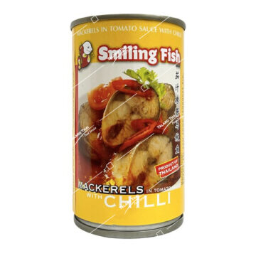 Smiling Fish Mackerel in Tomato Sauce with Chilli – A tasty and convenient Thai-style mackerel dish in spicy tomato sauce, perfect with rice or toast.