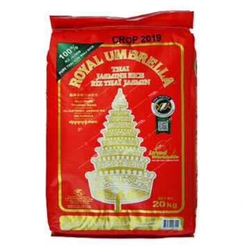 Bag of Royal Umbrella Thai Jasmine Rice 20kg.