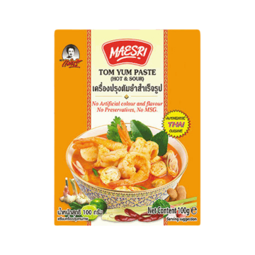 Mae Sri Tom Yum Paste – Thai-style spicy and sour soup base with rich herbal flavors, perfect for cooking Tom Yum dishes at home.