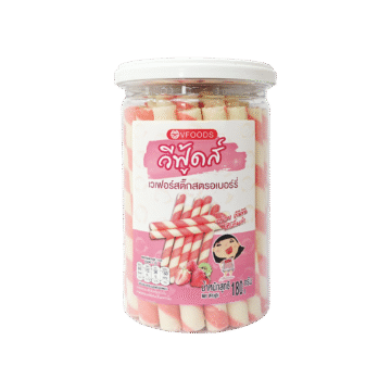 VFOODS WAFER ROLLED STICK WITH STRAWBERRY CREAM